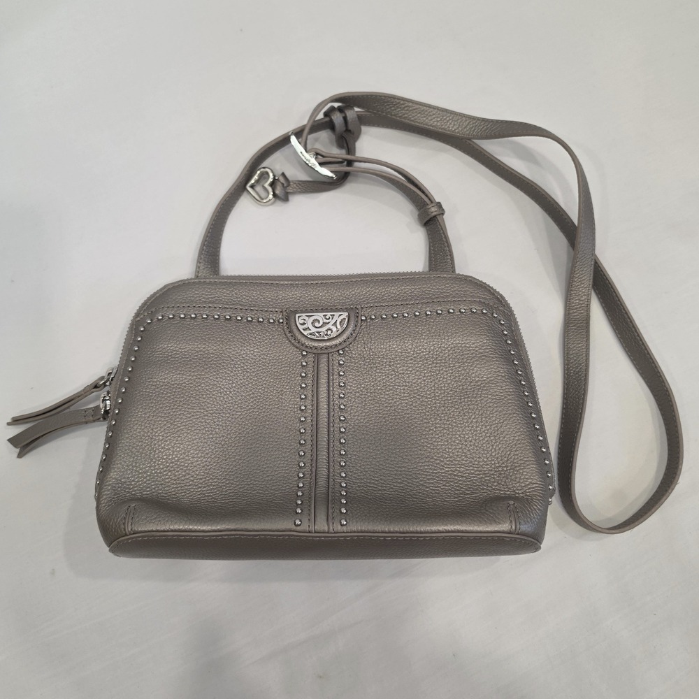 Brighton Organizer Pretty Tough Jagger Studded Crossbody Bag Pewter